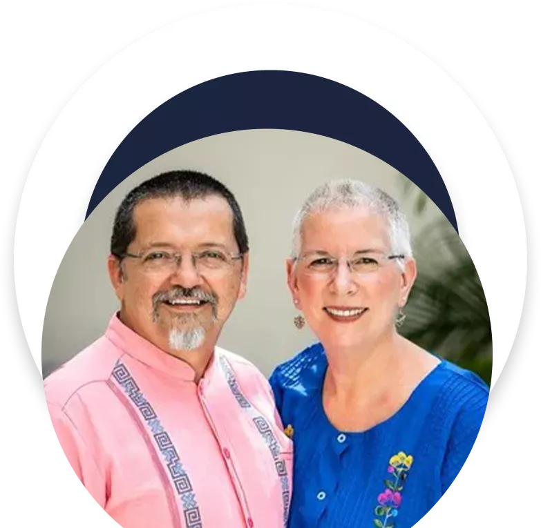 A man and woman standing next to each other.