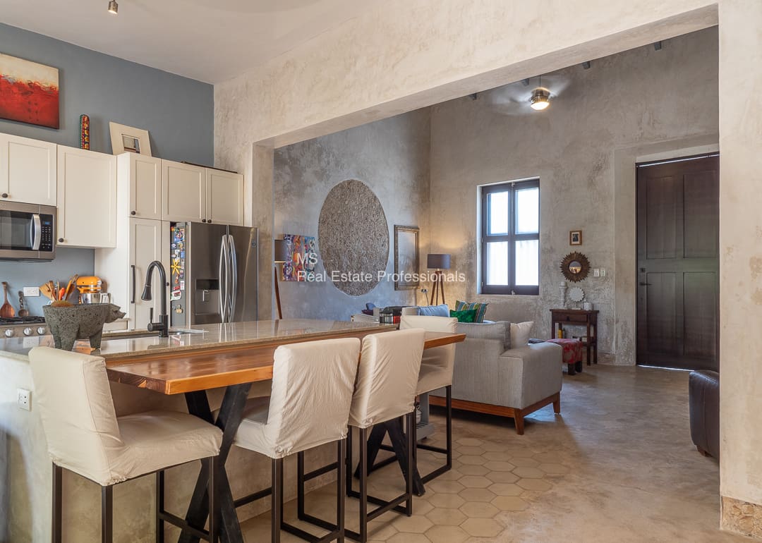 Open plan kitchen and living area.