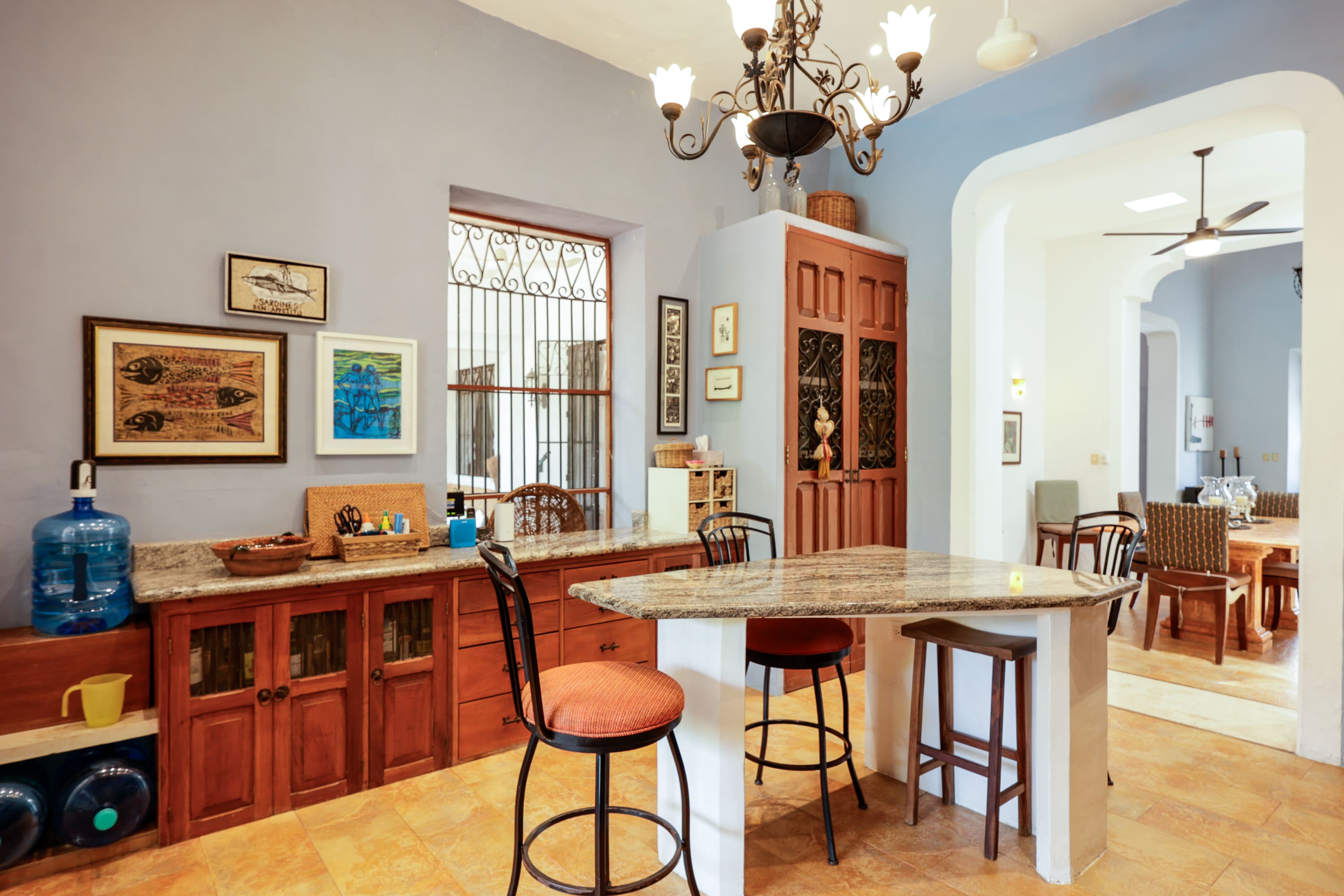 Open-concept kitchen with breakfast bar seating